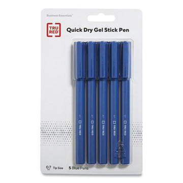 TRU RED™ Quick Dry Gel Pen, Stick, Medium 0.7 Mm, Blue Ink, Blue Barrel, 5-pack freeshipping - TVN Wholesale